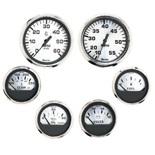 Faria Spun Silver Box Set of 6 Gauges f/ Inboard Engines - Speed, Tach, Voltmeter, Fuel Level, Water Temperature & Oil | KTF0184