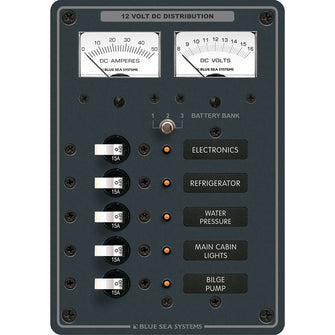 Blue Sea 8081 DC 5 Position Toggle Branch Circuit Breaker Panel - White Switches | 8081