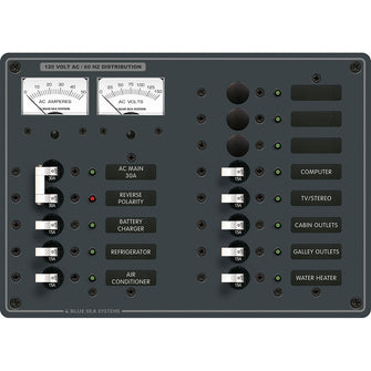 Blue Sea 8076 AC Main +11 Positions Toggle Circuit Breaker Panel - White Switches | 8076