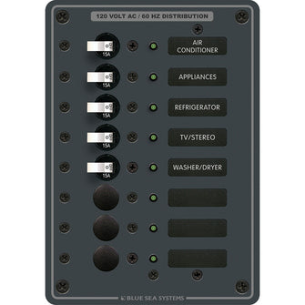 Blue Sea 8059 AC 8 Position Toggle Circuit Breaker Panel | 8059