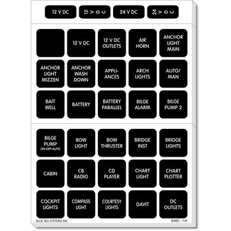 Blue Sea 4218 Square Format Label Set for Battery Management Panels - 30 | 4218