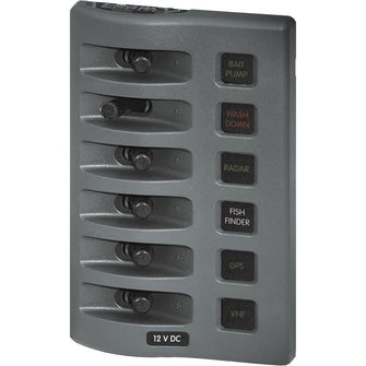 Blue Sea 4306 WeatherDeck Water Resistant Fuse Panel - 6 Position - Grey | 4306