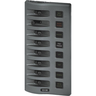 Blue Sea 4308 WeatherDeck Water Resistant Fuse Panel - 8 Position - Grey | 4308