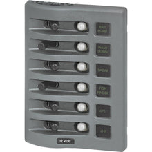 Blue Sea 4376 WeatherDeck Water Resistant Circuit Breaker Panel - 6 Position - Grey | 4376