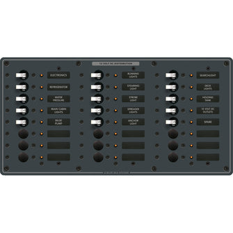 Blue Sea 8264 Traditional Metal DC Panel - 24 Positions | 8264