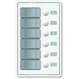 Blue Sea 8273 Water Resistant Panel - 6 Position - White - Vertical | 8273