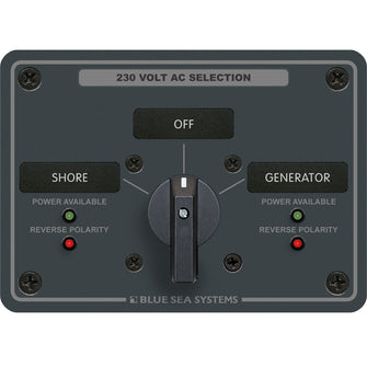 Blue Sea 8359 AC Rotary Switch Panel 30 Ampere 2 Positions + OFF, 2 Pole | 8359