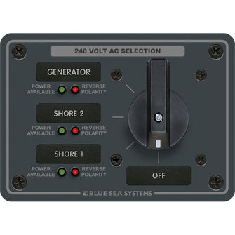 Blue Sea 8361 AC Rotary Switch Panel 65 Ampere 3 Positions + OFF, 3 Pole | 8361