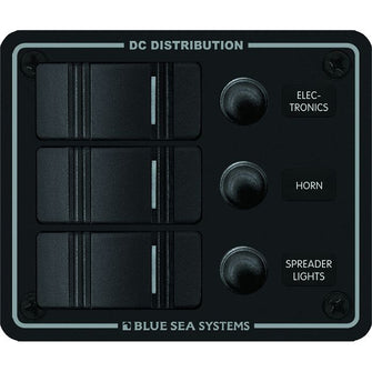 Blue Sea 8374 Water Resistant 3 Position - Black - Vertical Mount Panel | 8374