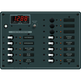 Blue Sea 8403 DC Panel 13 Position w/ Multimeter | 8403