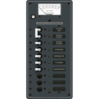 Blue Sea 8488 Breaker Panel - AC Main + 8 Positions - White | 8488