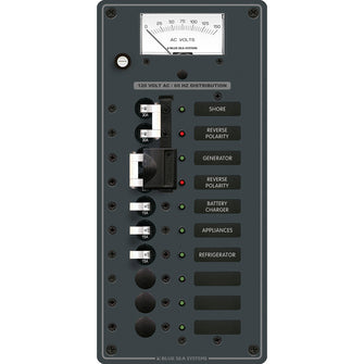 Blue Sea 8489 Breaker Panel - AC 2 Sources + 6 Positions - White | 8489