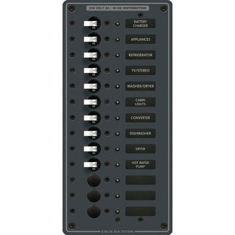 Blue Sea 8580 AC 13 Position 230v (European) Breaker Panel (White Switches) | 8580