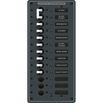 Blue Sea 8585 Breaker Panel - AC Main + 11 Positions (European) - White | 8585