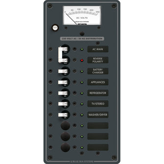 Blue Sea 8588 Breaker Panel - AC Main + 8 Positions (European) - White | 8588