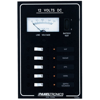 Paneltronics Standard DC 5 Position Breaker Panel & Meter w/LEDs | 9972222B