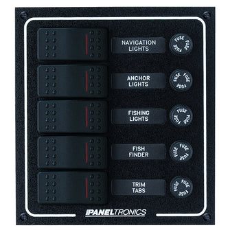 Paneltronics Waterproof DC 5 Position Lighted Rocker & Fuse | 9960007B