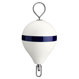 Polyform 13.5" CM Mooring Buoy w/SS Iron - White Blue Stripe | CM-2SS W-STR