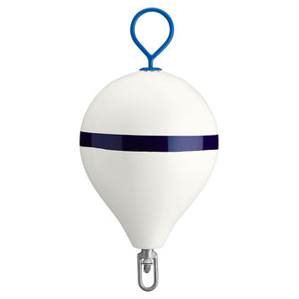 Polyform 17" CM Mooring Buoy w/Steel Iron - White Blue Stripe | CM-3 WH-STR