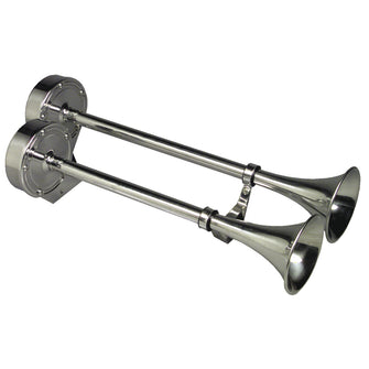 Schmitt & Ongaro Deluxe All-Stainless Dual Trumpet Horn - 12V | 10028