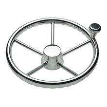 Schmitt & Ongaro 170 13.5" Stainless 5-Spoke Destroyer Wheel w/ Stainless Cap and FingerGrip Rim - Fits 3/4" Tapered Shaft Helm | 1731321FGK