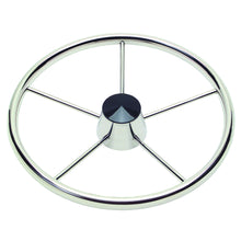 Schmitt & Ongaro 170 13.5" Stainless 5-Spoke Destroyer Wheel w/ Black Cap and Standard Rim - Fits 3/4" Tapered Shaft Helm | 1721321