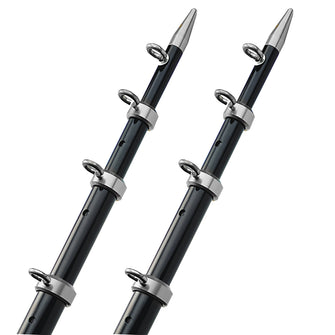 TACO 15' Telescopic Outrigger Poles HD 1-&#189;" - Black/Silver | OT-0542BKA15-HD