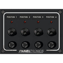 Paneltronics Waterproof Panel - DC 4-Position Toggle Switch & Fuse w/LEDs | 9960008B