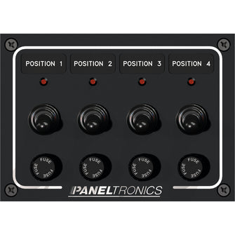 Paneltronics Waterproof Panel - DC 4-Position Toggle Switch & Fuse w/LEDs | 9960008B