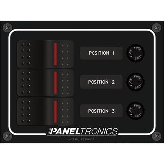 Paneltronics Waterproof Panel - DC 3-Position Illuminated Rocker Switch & Fuse | 9960014B