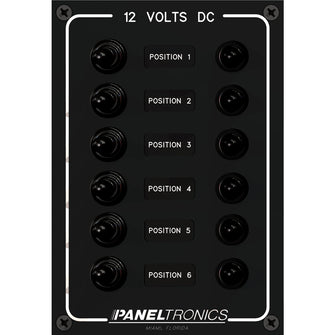 Paneltronics Waterproof Panel - DC 6-Position Toggle Switch & Circuit Breaker | 9960016B