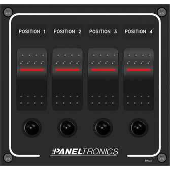 Paneltronics Waterproof Panel - DC 4-Position Illuminated Rocker Switch & Circuit Breaker | 9960022B