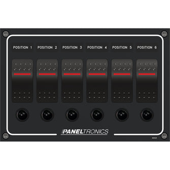 Paneltronics Waterproof Panel - DC 6-Position Illuminated Rocker Switch & Circuit Breaker | 9960023B