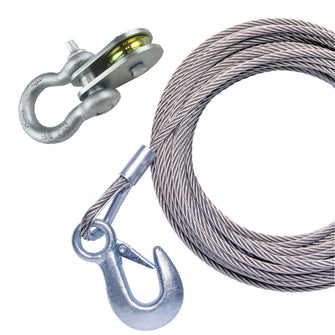 Powerwinch 25' x 7/32" Stainless Steel Universal Premium Replacement Galvanized Cable w/Pulley Block | P1096500AJ