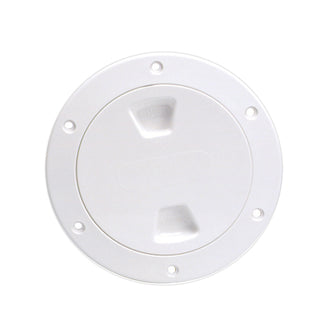 Beckson 4" Smooth Center Screw-Out Deck Plate - White | DP40-W