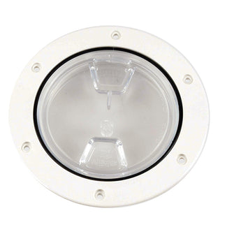 Beckson 4" Clear Center Screw-Out Deck Plate - White | DP40-W-C