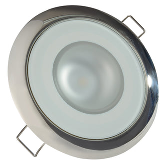 Lumitec Mirage - Flush Mount Down Light - Glass Finish/Polished SS Bezel - 2-Color White/Blue Dimming | 113111