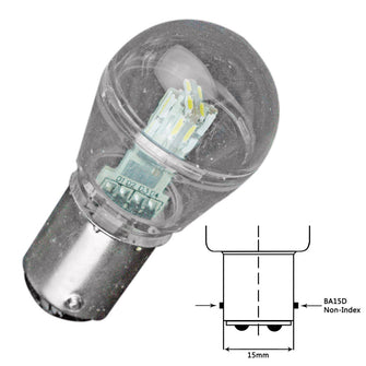 Lunasea Bayonet LED Bulb BA15D - 10-30VDC/1W/75 Lumens - Warm White | LLB-26FW-21-00