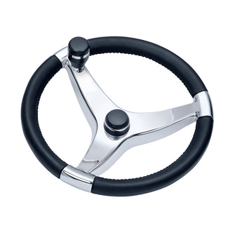 Schmitt & Ongaro Evo Pro 316 Cast Stainless Steel Steering Wheel w/Control Knob - 15.5" Diameter | 7241521FGK