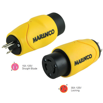 Marinco Straight Adapter 15Amp Straight Male to 30Amp Locking Female Connector | S15-30