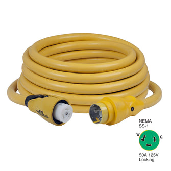 Marinco CS503-50 EEL 50A 125V Shore Power Cordset - 50' - Yellow | CS503-50