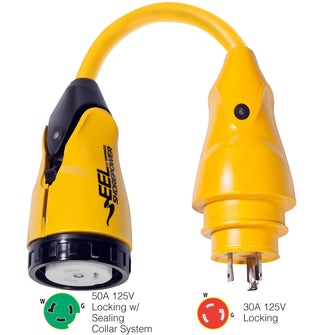 Marinco P30-503 EEL 50A-125V Female to 30A-125V Male Pigtail Adapter - Yellow | P30-503