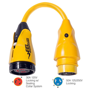 Marinco P504-30 EEL 30A-125V Female to 50A-125/250V Male Pigtail Adapter - Yellow | P504-30