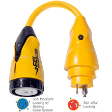 Marinco P30-504 EEL 50A-125/250V Female to 30A-125V Male Pigtail Adapter - Yellow | P30-504