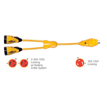 Marinco Y30-2-30 EEL (2)30A-125V Female to (1)30A-125V Male "Y" Adapter - Yellow | Y30-2-30