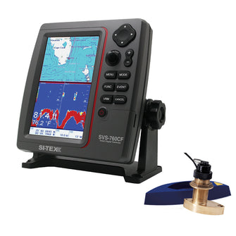 SI-TEX SVS-760CF Dual Frequency Chartplotter/Sounder w/ Navionics+ Flexible Coverage & Bronze Thru-Hull Triducer | SVS-760CFTH2