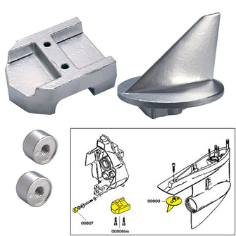 Tecnoseal Anode Kit w/Hardware - Mercury Alpha 1 Gen 1 - Zinc | 20800