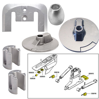 Tecnoseal Anode Kit w/Hardware - Mercury Bravo 3 2004-Present - Aluminum | 20805AL