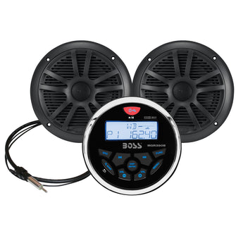 Boss Audio MCKGB350W.6 Marine Stereo & 6.5" Speaker Kit - Black | MCKGB350B.6