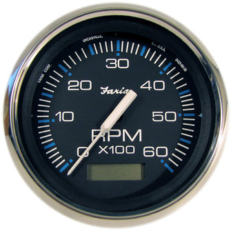 Faria Chesapeake Black 4" Tachometer w/Hourmeter - 6000 RPM (Gas) (Inboard) | 33732